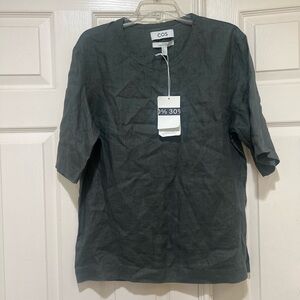 COS Relaxed gray linen‎ short sleeves blouse size small  lagenlook minimalist